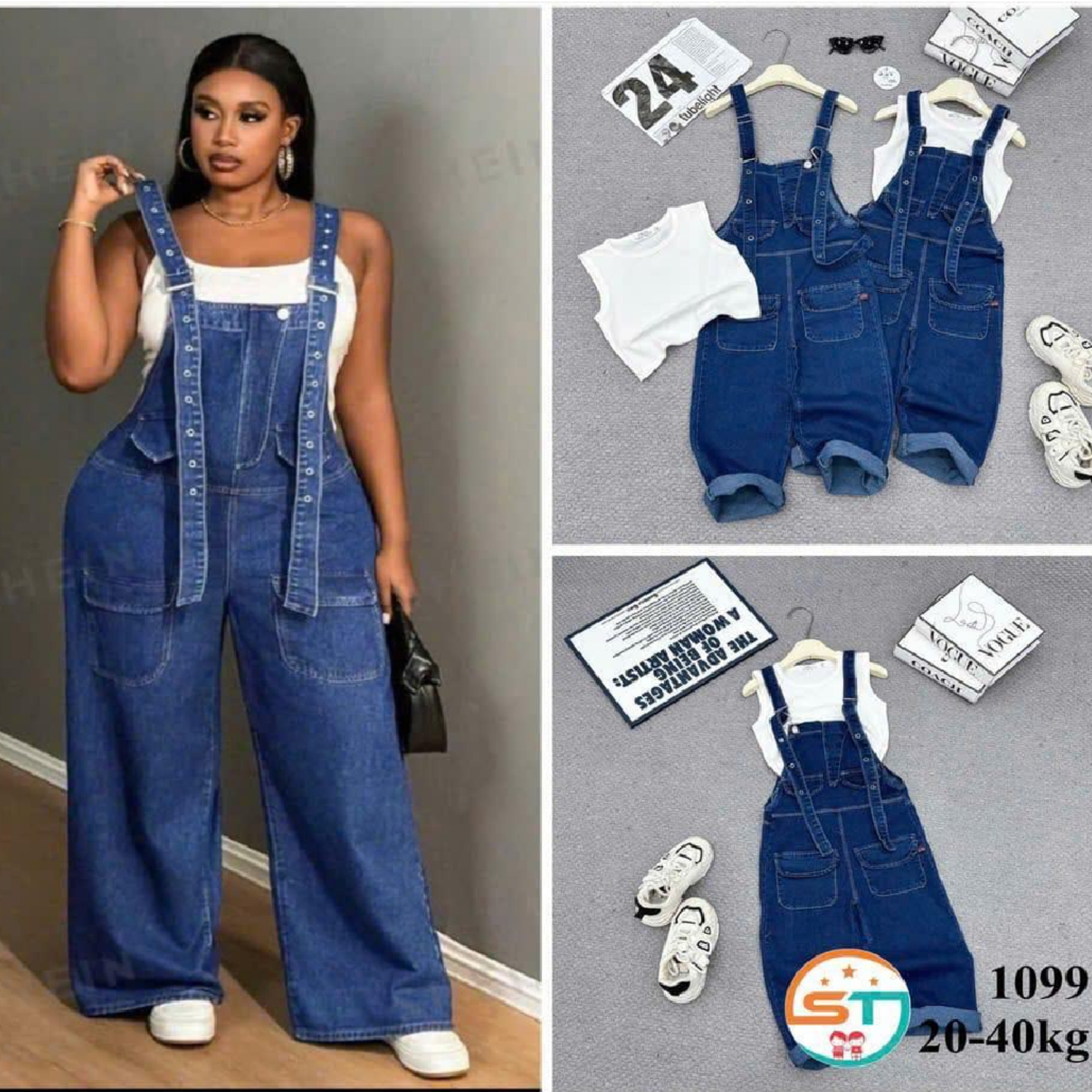 Blue Dungarees 2pcs set