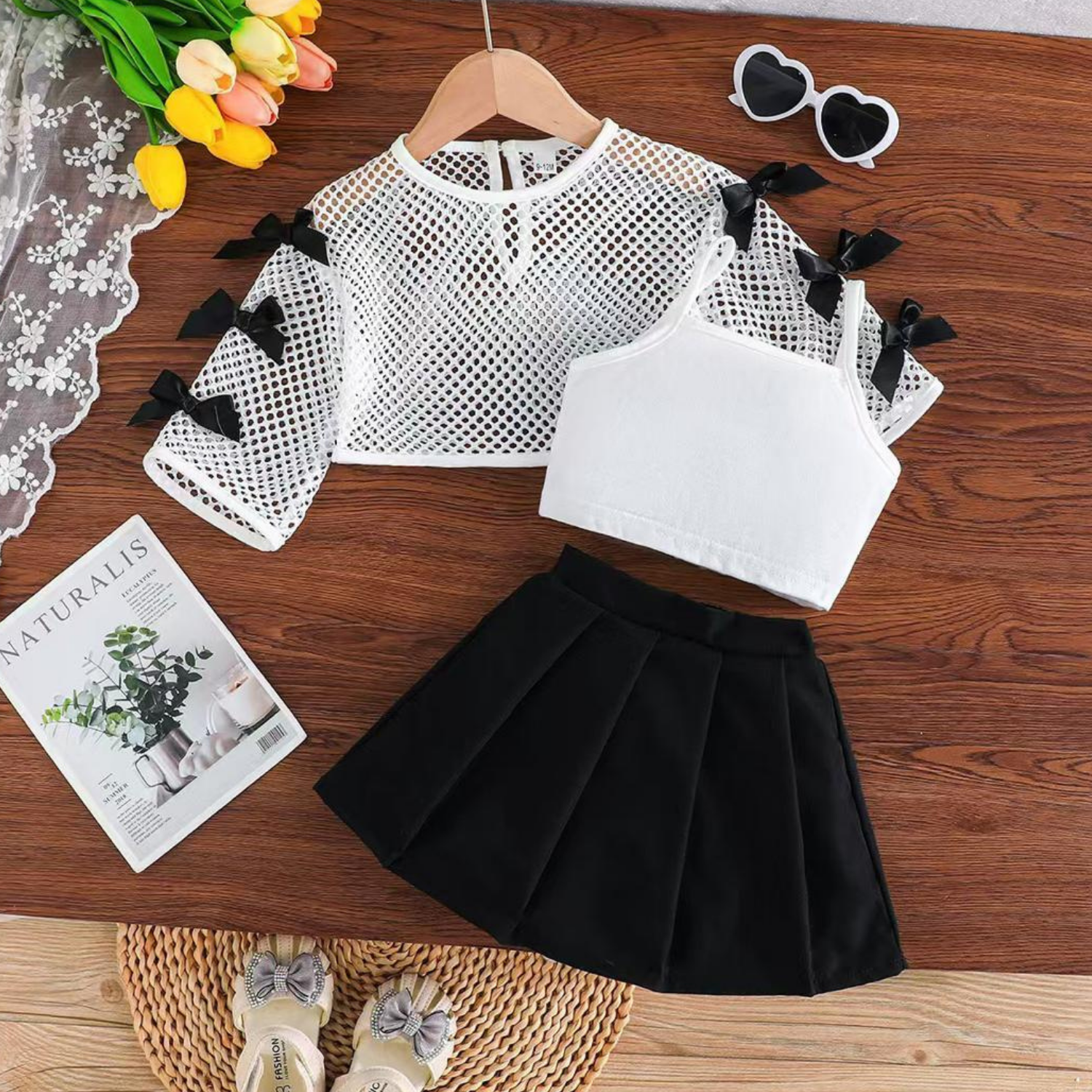 White Net Top Girls 3pcs set