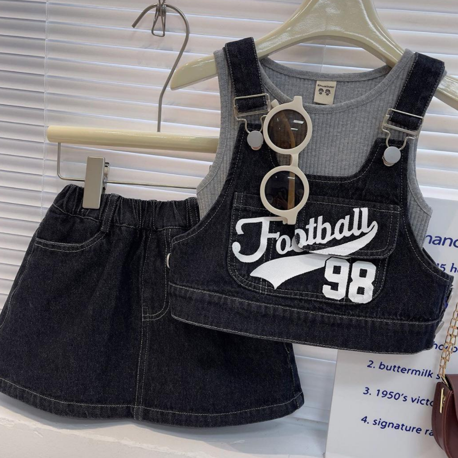 Football 98 blackdenim set/skirt