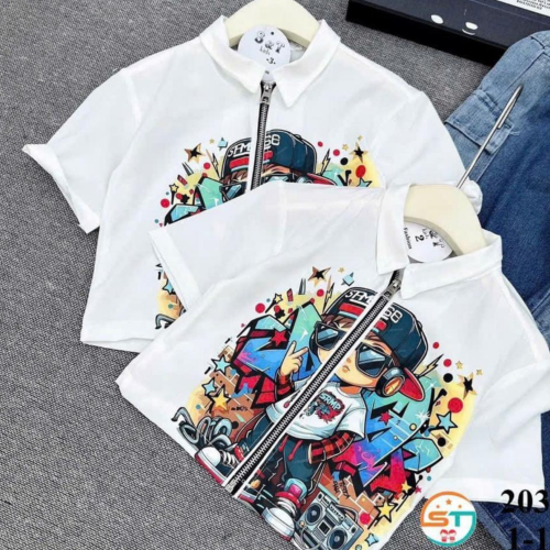 Zippers Crop Shirt For Boys