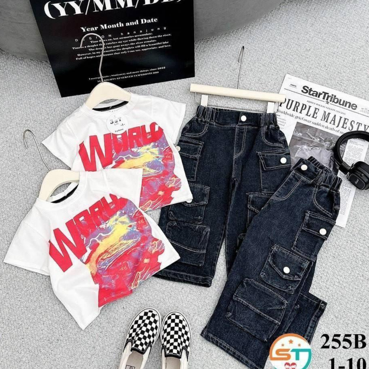 World 44 2pc set/white polo