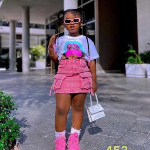 Girls 2pcs/ Peach combat skirt
