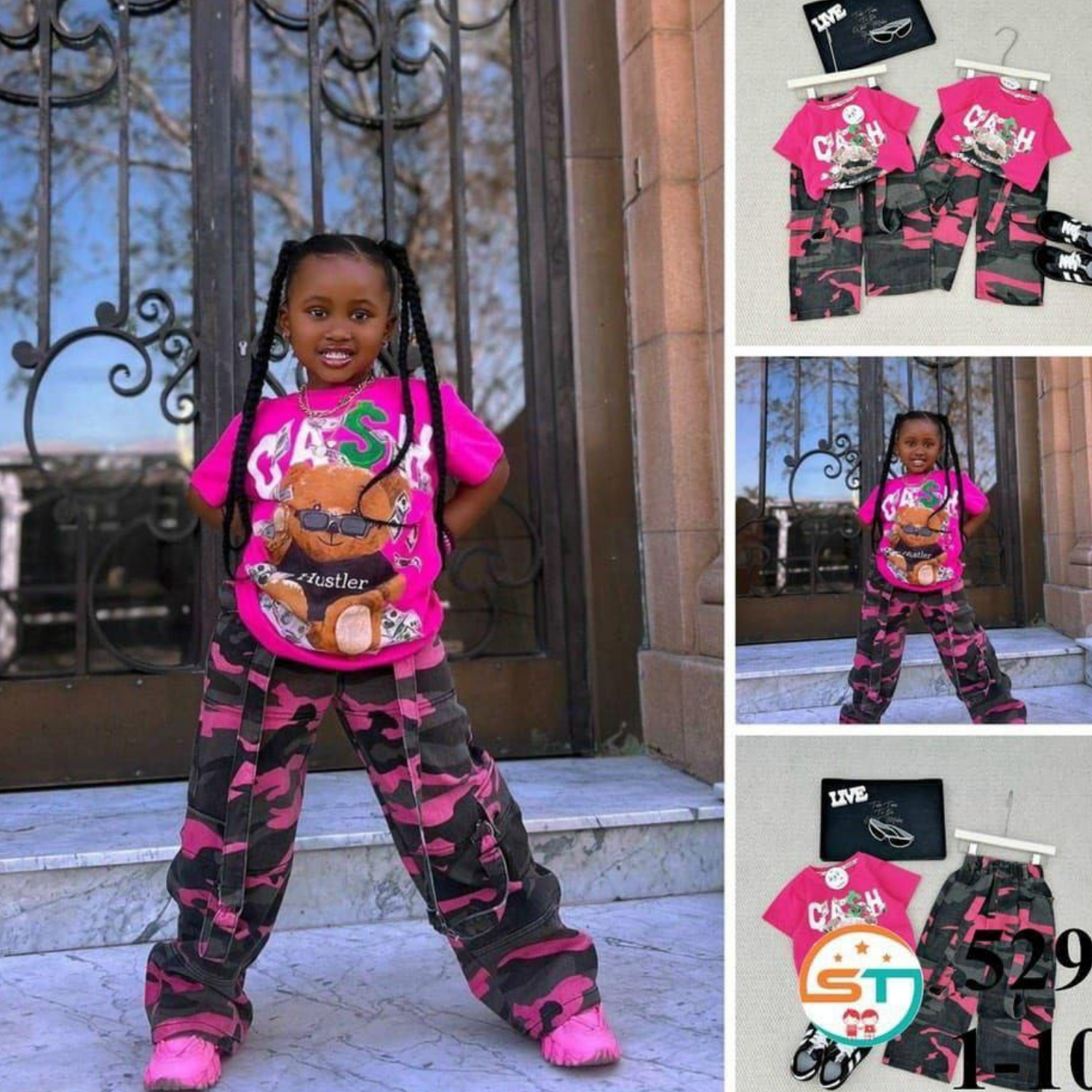 2pcs set Pink Camouflage