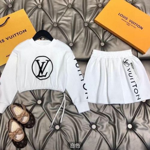White LV Girls 2pcs/Flared Skirt