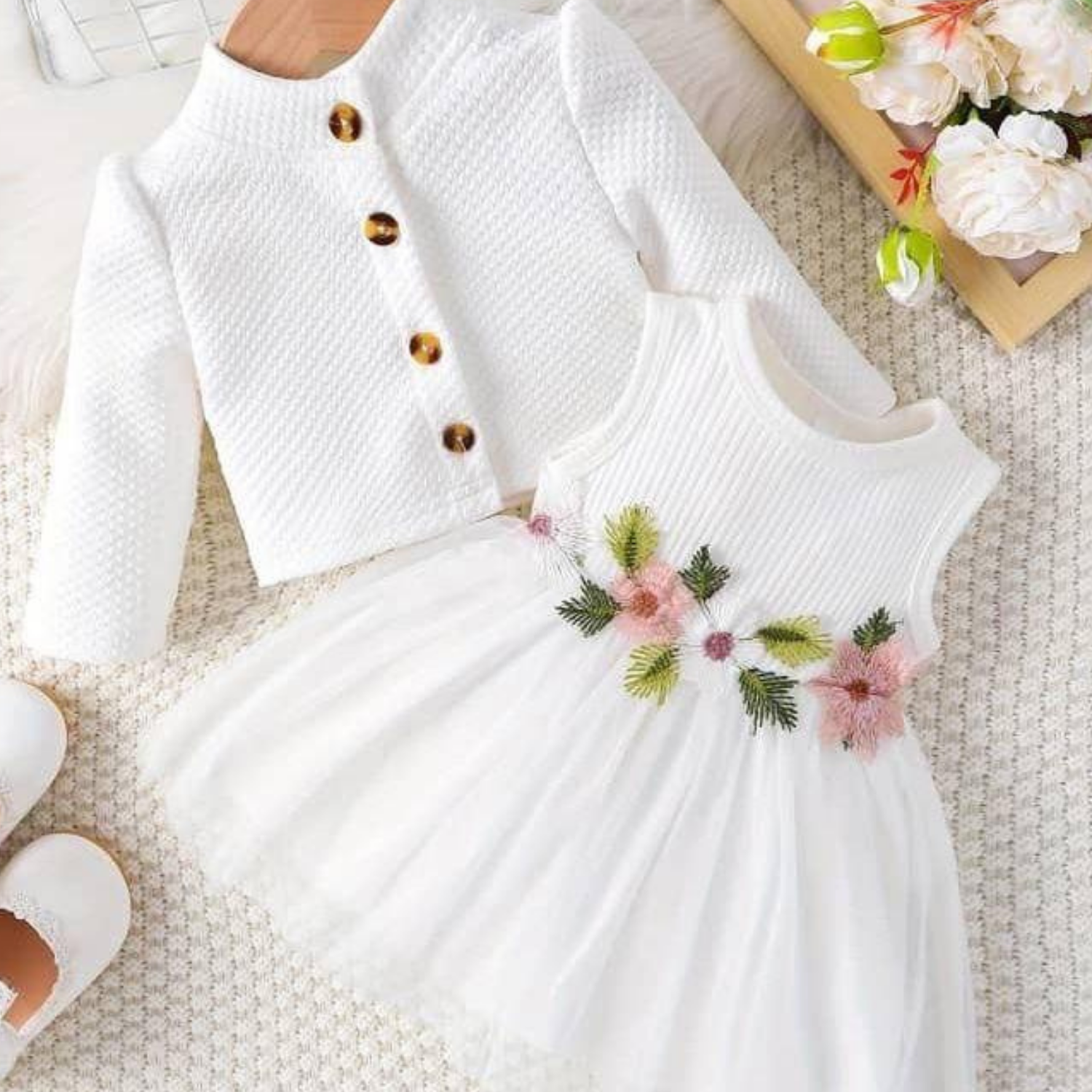 2pcs Baby Gown with jacket