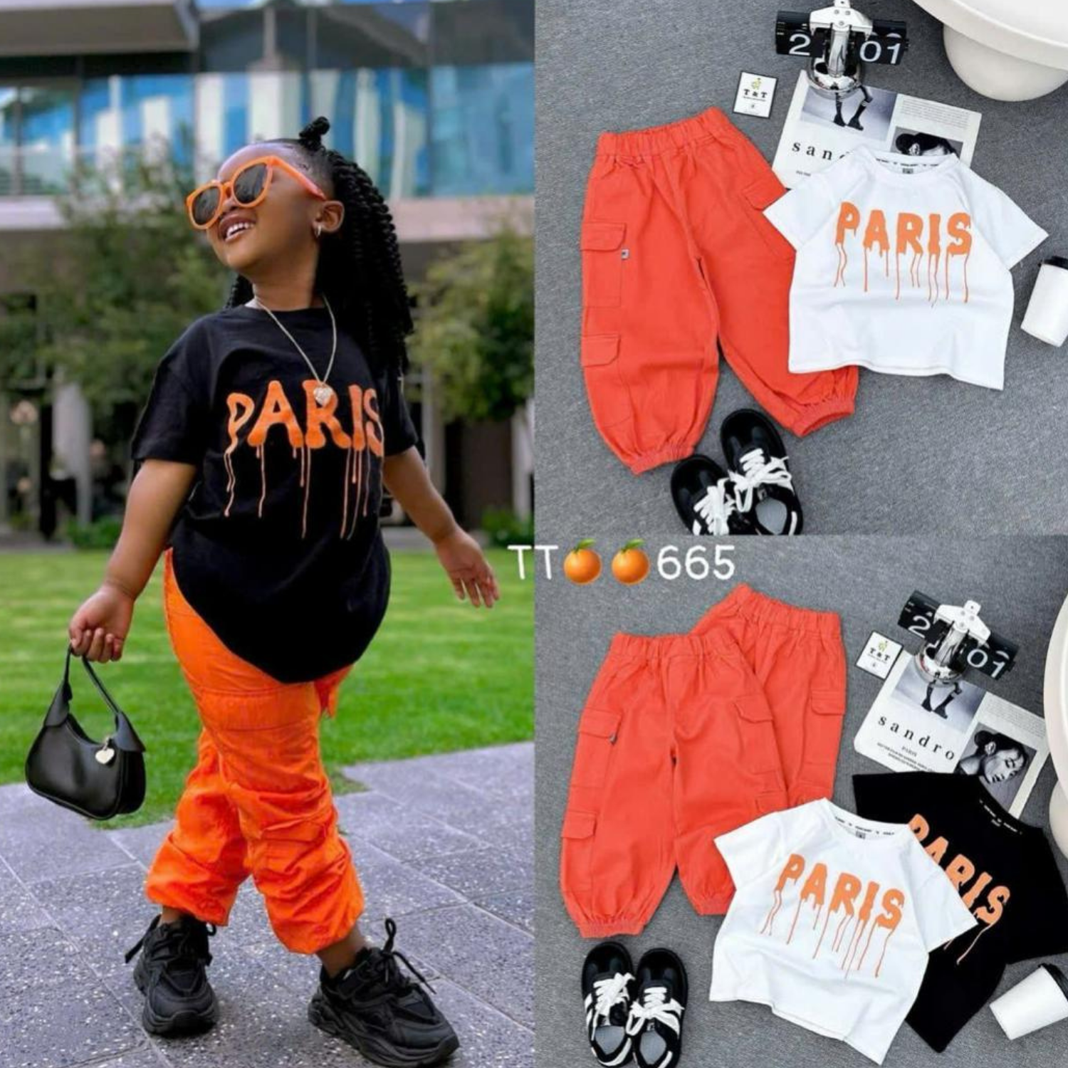 Black and Orange Paris 2pcs set