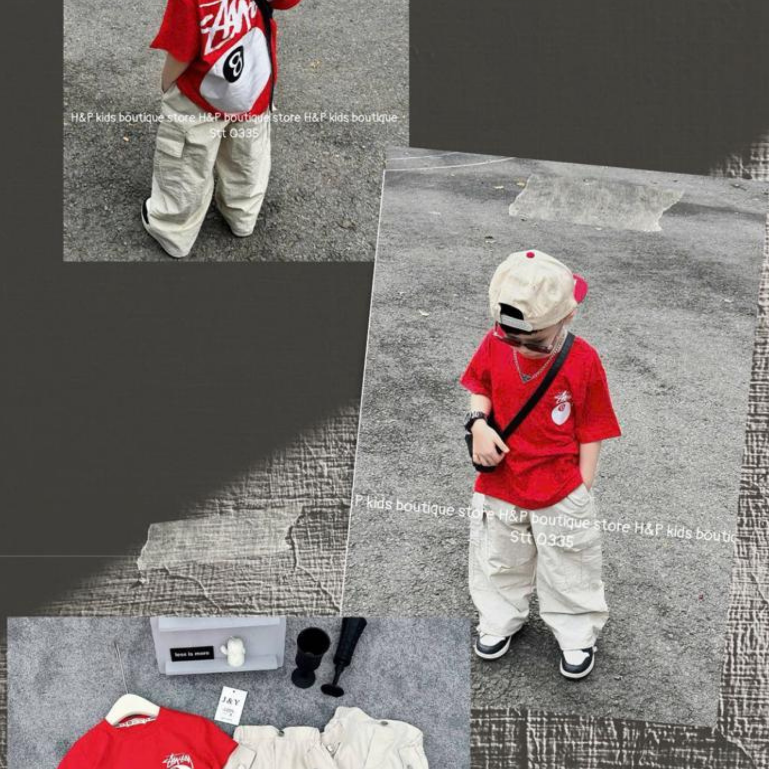 8 Design J&Y 2pcs Red Polo/Kahki Pants