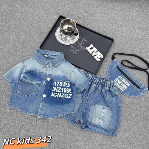 3pcs Blue Denim With Bag/Shorts